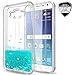LeYi Compatible for Samsung Galaxy J7 (2015) Case with Screen Protector [2 Pack] for Girls Women, Glitter Shiny Moving Quicksand Liquid Clear TPU Phone Case for Galaxy J7 J700 2015 Turquoise