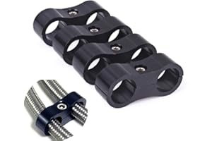RASTP 4AN Hose Separator Clamp Aluminum Fuel Line Mounting Clamp Divider Hose Fitting Adapter Fit for 1/4 Fuel Line, Oil Line, Brake Line, Water Pipe and Gas Line,Black,4pcs