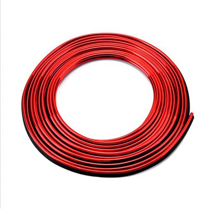 MASO Car Interior Moulding Trim, Universal Decoration Pinstriping Tape 5M Plating Red ABS 3D Strip with Tool