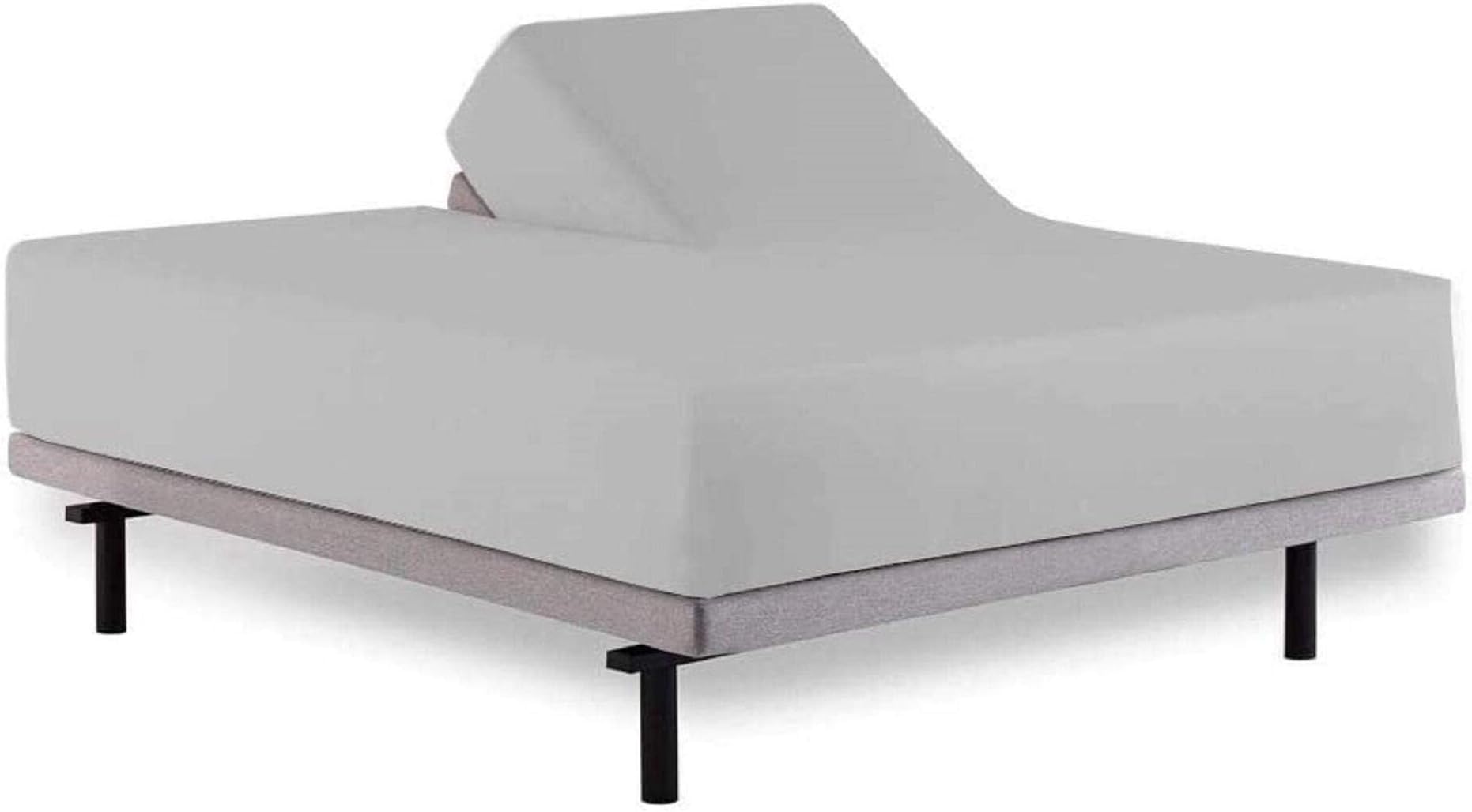 Split Top King Sheets Sets for Adjustable Bed 18 Inch Deep Pocket - Split Head Flex Sheet Set for Adjustable Beds - Split Top King Sheets Half Split Sheet Set (King 34" Split, Light Gray Solid)
