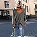 Women's Oversized Baggy Knit V-Neck Pullover Loose Sweater Jumper Dark Grey L