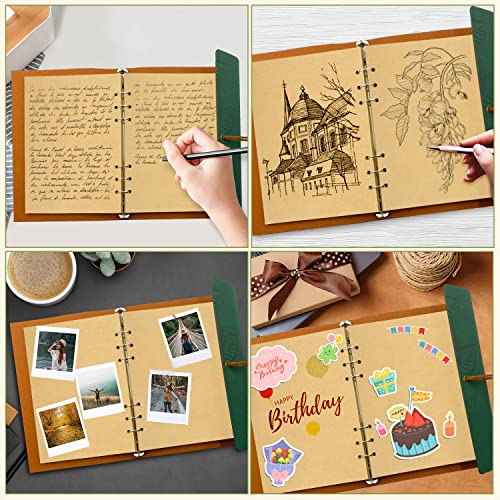 Joy & Inspiration Vintage PU Leather Notebook Refillable Bound Beautiful Travel Diary with Kraft Paper Sheets Can be Used as Sketch Pad Notebook Diarios (A5 Green)