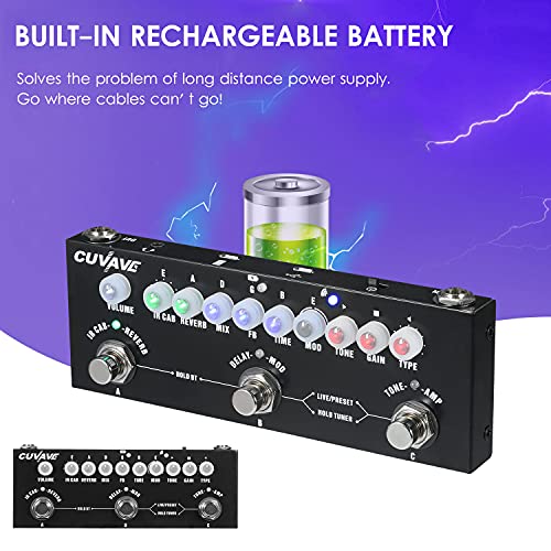 Pedal De Efeito Combinado De Guitarra multi-efeitos Elétrica Multifuncional Portátil Pedaleira Para Quitarra Com Reprodução De Música Sem Fio, Gravação De Telefone, Função De Interface De Áudio