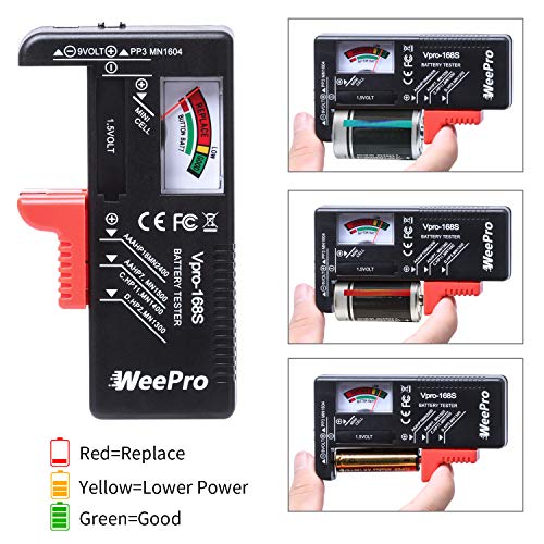 WeePro Battery Tester, Universal Battery Checker Small Battery Tester for AAA AA C D 9V 1.5V