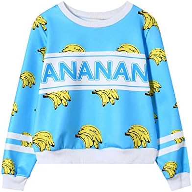 Madinidia Women Harajuku Sweatshirt Tops for Girls Banana Long Sleeve Crop top