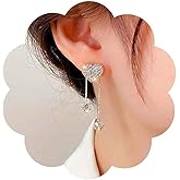 Iaceble Vintage Cz Heart Stud Earrings Gold Crystal Dangle Earrings Heart Rhinestone Tassel Earrings Tiny Rhinestone Drop Earrings Jewelry for Women