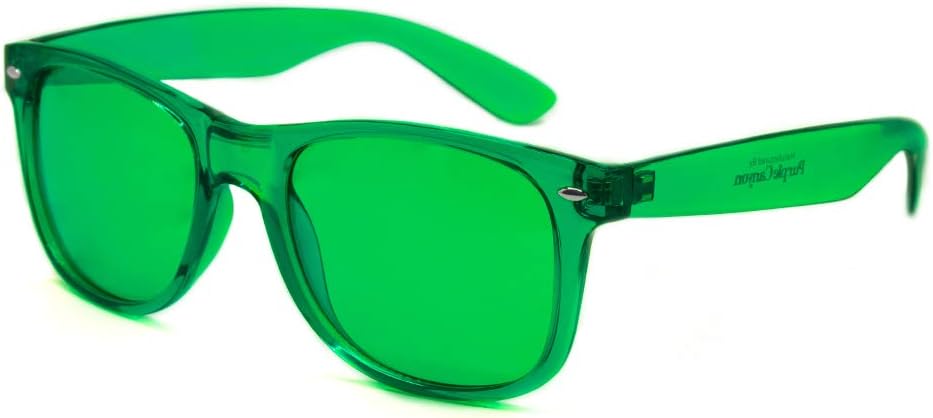 Green Color Therapy Mood Glasses by Purple Canyon | Migraine Glasses Light Therapy Chakra Healing Glasses Chromotherapy Green Colored Lenses: Health & Personal Care