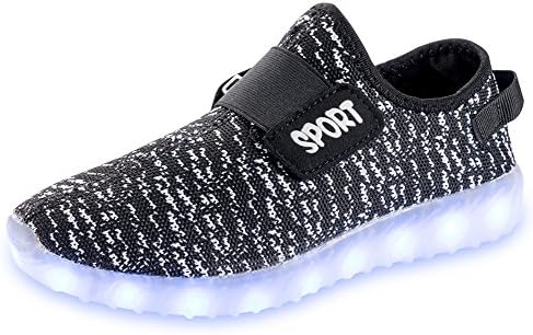 QOUJEILY Kids 7 Colors LED Light up Shoes for Boys Girls(Toddler/Little Kid/Big Kid) … (10.5 M US Toddler, Black)