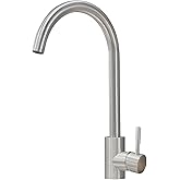 VAPSINT Single Handle Kitchen Faucet, Commercial Single Hole Brushed Nickel Bar Sink Faucet, High Arc Stainless Steel Kitchen Sink Faucets for Farmhouse RV Lavatory Bar Outdoor