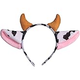 Yilistore Cow Headband Cosplay Cow Ear Horns Headbands for Halloween Costume Accessory and Animal Cosplay Party