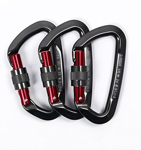 3PCS D-ring Locking Climbing Carabiner Aluminum Dark Gray