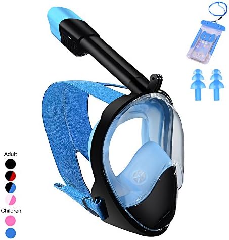 Lexbo Easy Breath 180 Full Face Snorkel Mask for Diving and Swimming with Dry Snorkeling Design, for Adults and Kids, See More with a Larger Viewing Area
