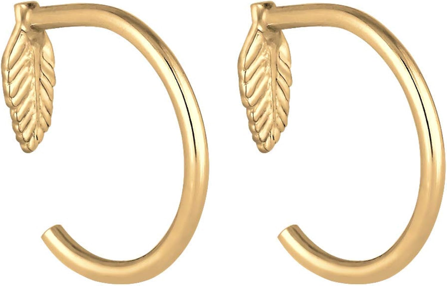 Elli Women Creole Feather Boho 925 Silver Gold Plated Earrings 0302942717 - Image 5