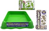 Kinetic Sand GIFT SET! Includes 1/2 lbs of Neon GREEN Sand & 1.5 lbs of BROWN Sand and Neon Green Sand Box