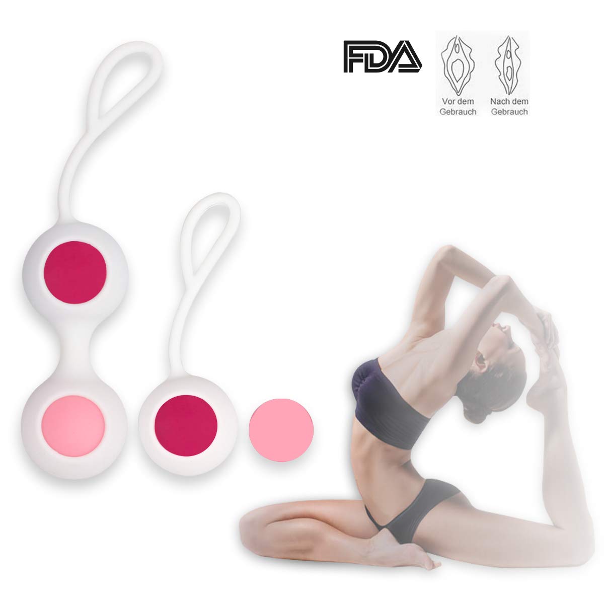 Kegel Balls Beckenbodentrainer 4 Balls Beckenbodentrainingsset Kegel Übung Gewichte Kit Frauen Blase Control & Beckenboden Übungen Silikon Wasserdicht für Frauen Anfänger und Fortgeschrittene