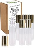 Essential Oils Roller Bottles with Recipe eBook Frosted White Glass Roll On Bottles for Perfume, Wax, Lip Balm, Essential Oils, Deodorant,10ml,6-Pack (Frosted White)