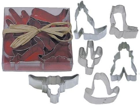 Miniature 1.75" Texas Tin Cookie Cutter 6 Pc Set L1976b