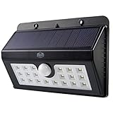 California Basics 20 LED Solar Powered Motion Sensor Wall Flood Light for Outdoors, Weatherproof, Black