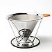 LeafLoveLife - Premium Pour Over Coffee Filter - Standard 1-to-4 Set Cup Stainless Steel, Ultra-Fine Double Mesh Paperless Dripper Cone with Silicone, Dishwasher Safe