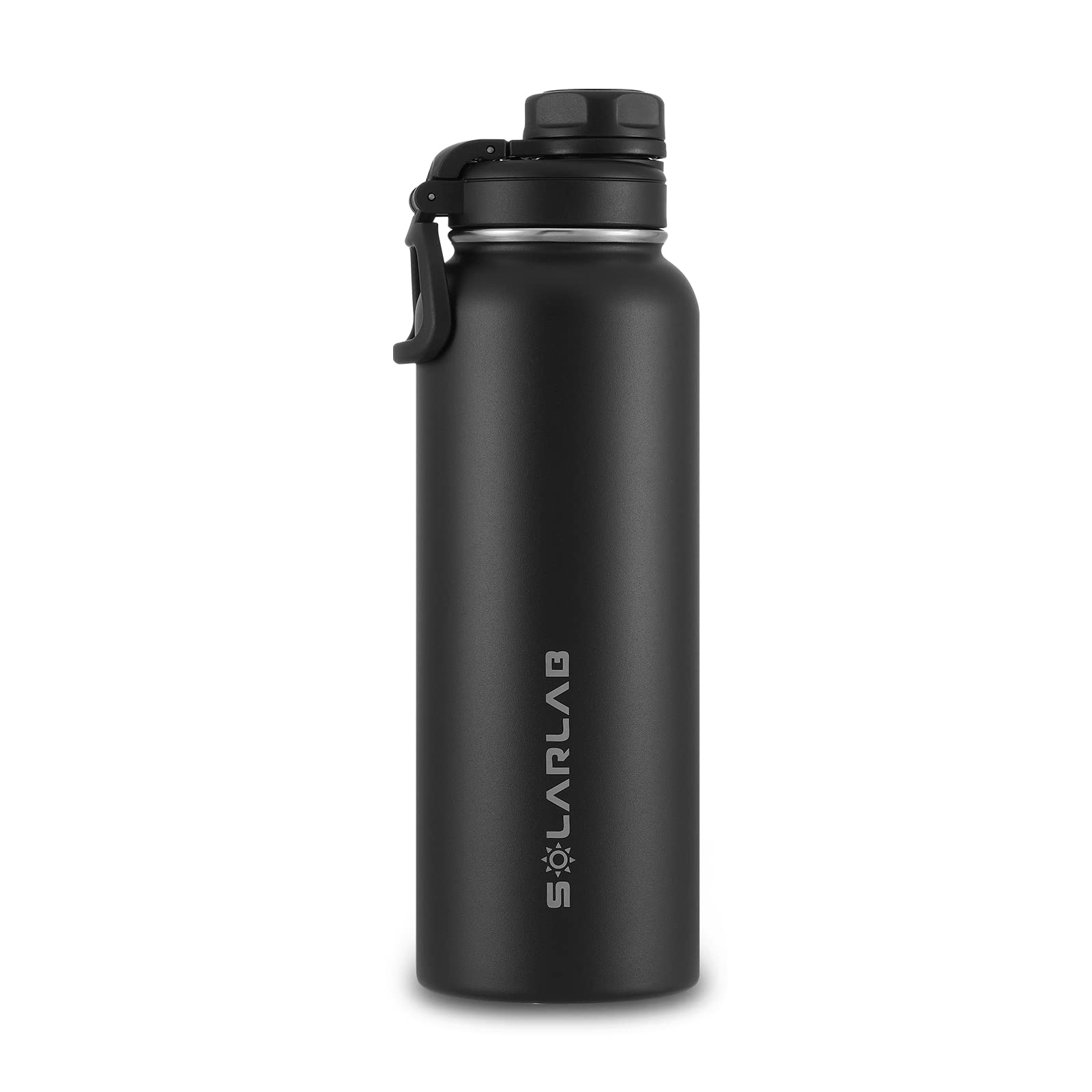 SOLRALAB Stainless Steel Water Bottle 1200ml - flasks for hot and Cold Drinks, Black Water Bottle, Thermal Flask, BPA Free Flask 12H hot Drink or 24H Cold, Outdoor, Camping(Black)