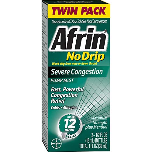 Afrin No Drip Severe Congestion Pump Nasal Mist Twin Pack, 0.50 Fluid Ounce