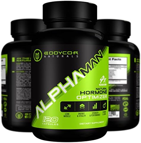 Bodycor™ AlphaMan 4X Natural Hormone Optimizer (120 Capsules), Dietary Supplement to Increase Metabolic Rate, Male Testosterone Enhancer for Stamina &amp; Energy, Decrease Body Fat, Elevate Mood