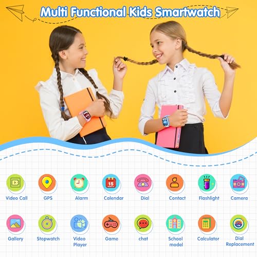 Smartwatch Bambini 4G con GPS e Videochiamate, Orologio Telefono per Bambini con SOS, Localizzazione in Tempo Reale, Modalità Scuola, Fotocamera, Giochi, Sveglia, Impermeabile IP68, Regalo 4-15 Anni