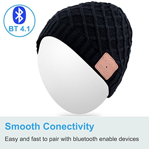 Qshell Unisex Winter Bluetooth Beanie Hat Music Cap with Headphone Headset Stereo Speakers and Mic Hands Free Outdoor Sport Skinning,Cycling,Compatible with iPhone X/8S Android Cell Phones - Gray