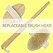 Longhandle Dry Skin Bath Body Brush with Detachable Boar Bristle Perfect For Dry Brushing Cellulite and Exfoliating Grip Elders Back Shower Brush