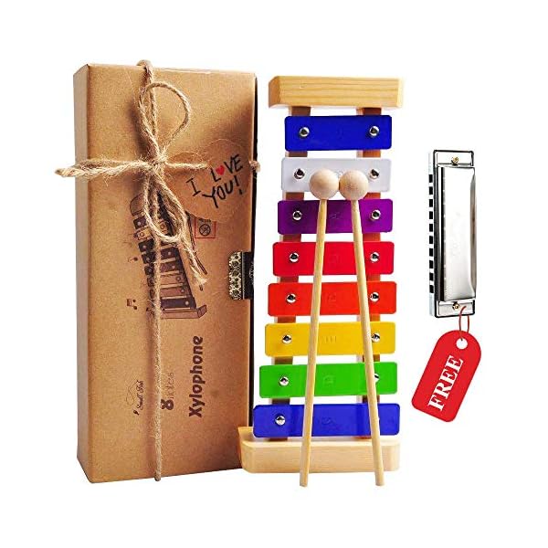 Kids-Xylophone-Wooden-Musical-Toy-for-Kids-Ages-3-and-up-Glockenspiel-Percussion-Musical-Instrument-with-Harmonica-Musical-Sheets-and-Child-Safe-Wooden-Mallets Kids Xylophone, Wooden Musical Toy for Kids Ages 3 and up. Glockenspiel Percussion Musical Instrument with Harmonica…