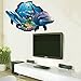 Wowall Home Decor Halloween Horrible 3D Aquarium Ocean Underwater Sea World Dolphin Broken Wall Fish Poster Wall Stickers (C)