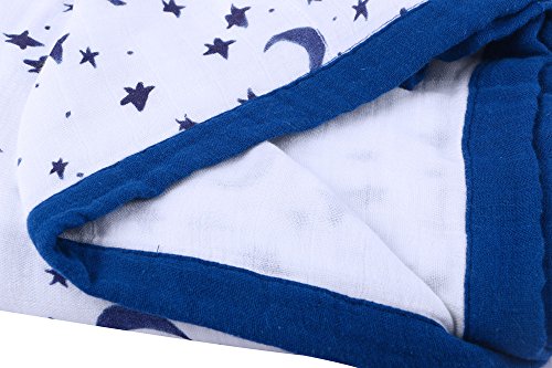 image for LittleJump Muslin Stroller Blanket - Starry Sky Print Bamboo Summer Bl