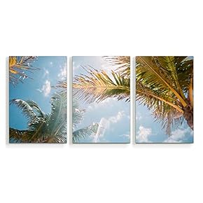 Beach Palm Trees Paradise Painting Artwork for Home...