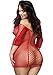Plus Size See Through Body Stockings Lingerie Dress Slimming Stretchy Party (Red)