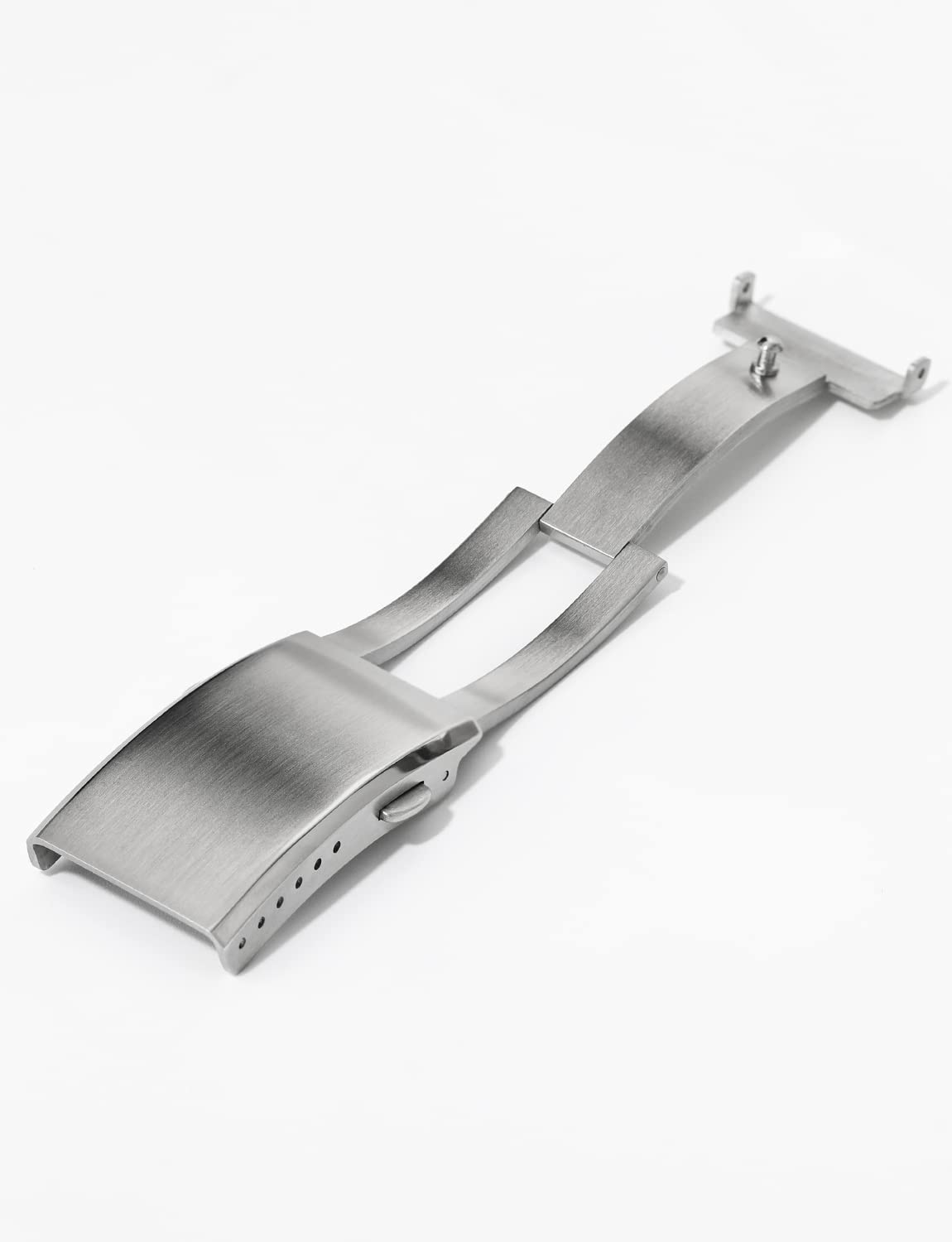 watchdives Watch Buckle 22mm Silver Fold Safety Milled Clasp Replacement Stainless Steel Watchband Clasp