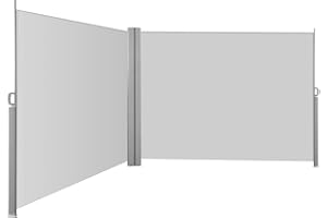 Vilobos Patio Side Awning Wall Mounted Retractable Waterproof Sun Shade Screen Room Divider with Aluminium Pole -Grey (236" L x 78.7” H)