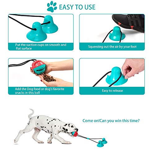 shuny Double Suction Cup Dog Chew Toy Tug of War Rope Toys for Aggressive Chewers Interactive Puppy Puzzle Toys Food Dispensing Toothbrush Teeth Cleaning Ball for Large Dogs