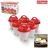 Egg Cooker As Seen on TV, Non Stick Silicone Egg Boiler, Hard Boiled Eggs without the Shell (Red+White)