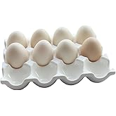 Bealuffe Ceramic Egg Holder, 12 Cups Egg Tray with Non-Slip Base, Porcelain Container for Storing a Dozen Eggs for Fridge and Countertop