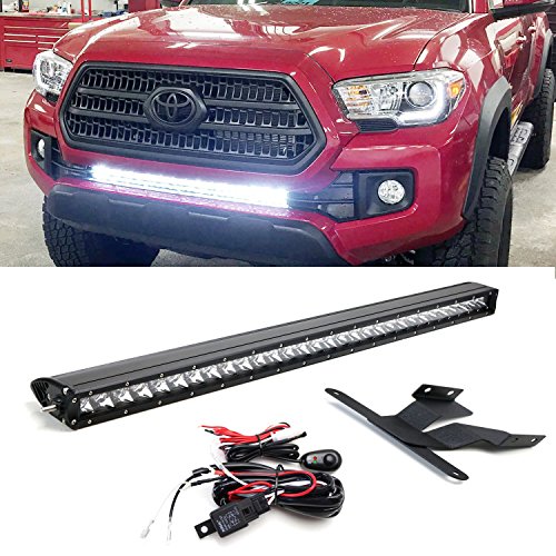 iJDMTOY 30" 150W High Power CREE LED Light Bar with Lower Bumper Insert Mounting Brackets and On/Off Switch Wiring Kit For 2016-up 3rd Gen Toyota Tacoma