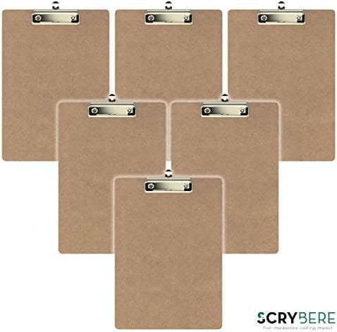 Clipboard Letter Size 9' x 12.5' Low Profile Clip Hardboard - Pack of 6