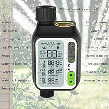 Crosofmi Sprinkler Timer With 3 Separate Watering Programs And Rain Auto Sensor Function Garden Lawn Hose Faucet Water Timer Irrigation System Controller Child Lock Rain Barrel 3 5 Hd Screen Amazon Sg Home