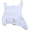 Musiclily 11-Hole HSS Prewired Loaded Pickguard with Single Coil Pickups Set for Fender Squier Strat Electric Guitar, 4Ply White Pearl