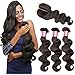 B&F Hair 3 Bundles Brazilian Virgin Hair Body Wave with 1 Piece 4 * 4 Middle Part Lace Closure 100% Unprocessed Human Hair Weave Extensions Nature Color (12 14 16 +10closure)
