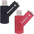 SIMMAX USB Flash Drives 2 Pack 32GB Memory Stick Swivel Design USB 2.0 Flash Drive Thumb Drive Zip Drives (32GB Black Red)
