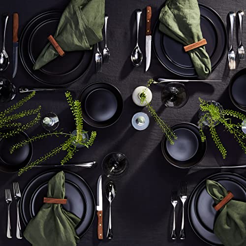 Stone Lain Coupe Dinnerware Set, Service For 4, Black Matte Pricepulse