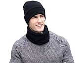 T WILKER 3 Pieces Knitted Hat Set Winter Thick Warm Snug Knit Hat + Scarf + Touch Screen Gloves for Men Women
