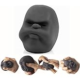 Funny Human Face Emotion Balls - Fidget Stress Relief Squeeze Balls for Kids & Adults, Sensory Toys for Autism (Black, Sulkiness)