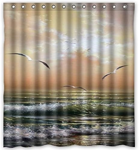 Waterproof Funny &amp; Amazing Landscape Ocean Science Theme Shower Curtain Diy Picture Shower Curtain Bath Curtain for Home Decor (sea gull, 60x72) by Yiko Home