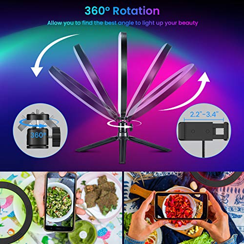 10.2” RGB Selfie Ring Light with Tripod Stand, 43 Light Modes LED Phone Ringlight with Phone Holder & Light Remote Control & Selfie Shutter for YouTube TikTok Photography Makeup Live Stream